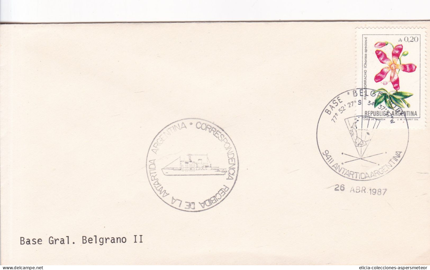 Argentina - 1987 - Souvenir Letter - Argentine Antartic Postmarks - Palo Borracho Stamp - Caja 30 - Gebraucht