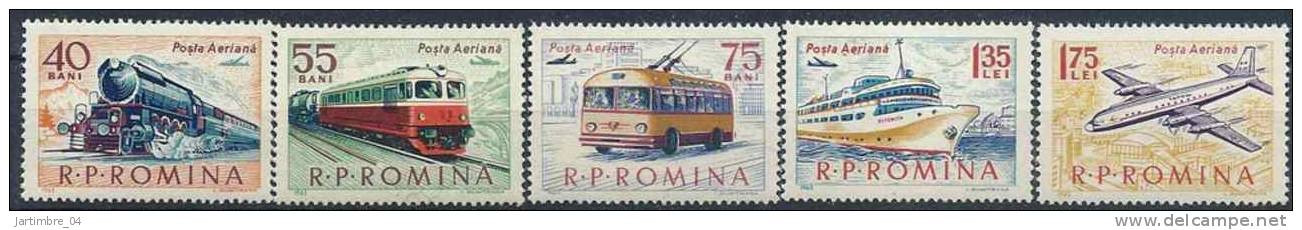 1963 ROUMANIE PA 184-88** Transports, Trains, Avion, Bateau, Car - Nuevos