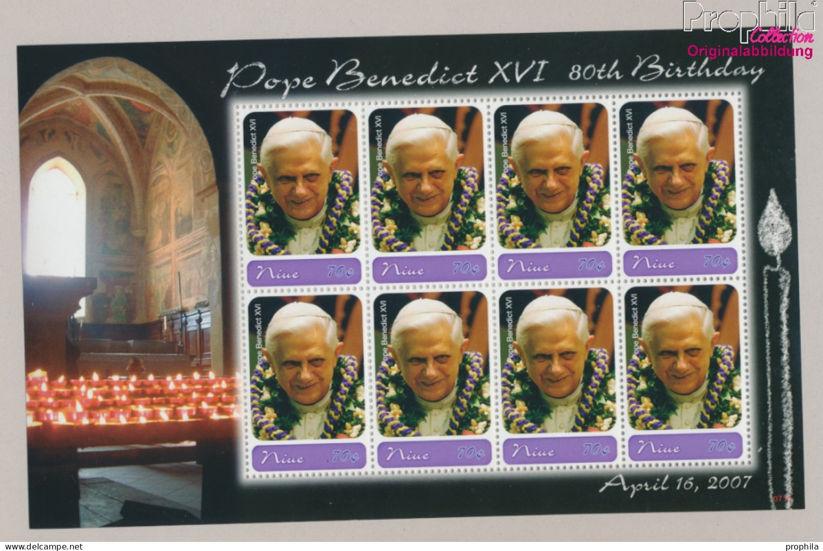 Niue 1150 Kleinbogen (kompl.Ausg.) Postfrisch 2007 80. Geburtstag Papst Benedikt XVI. (10325731 - Niue