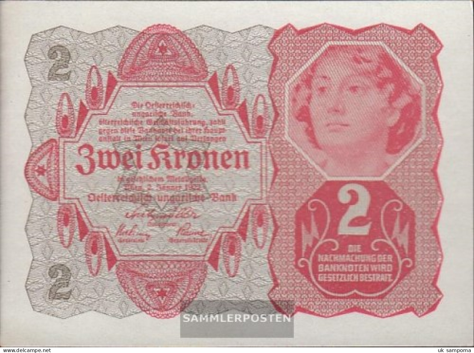 Austria Catalog-number.: 200 (74) Uncirculated 1922 2 Crowns - Oesterreich