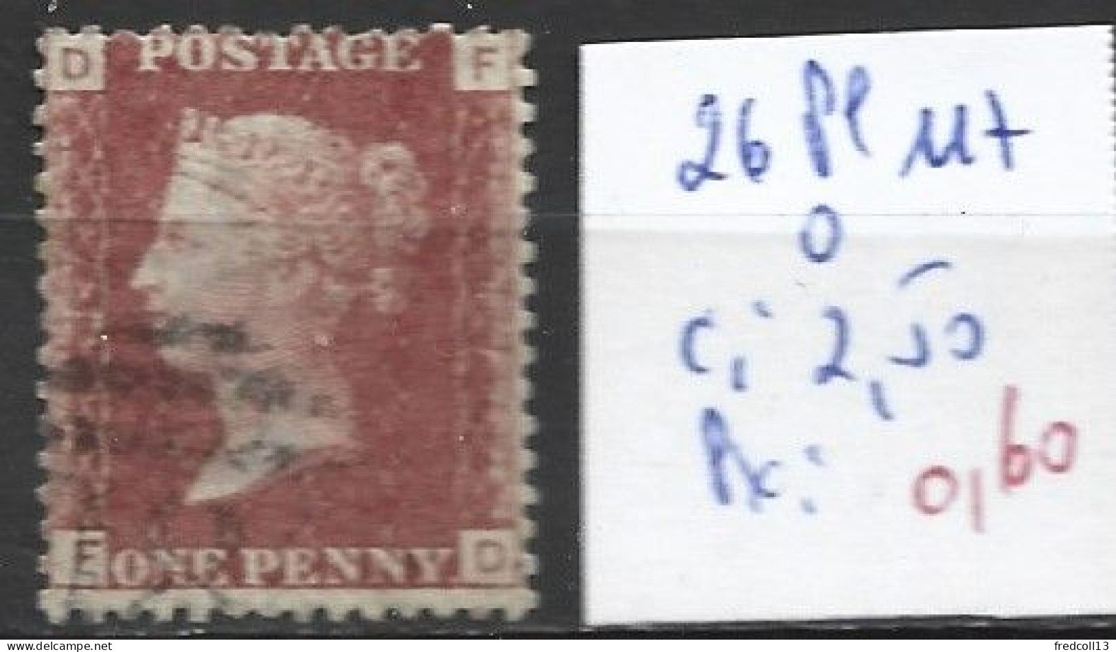GRANDE-BRETAGNE 26 Planche 117 Oblitéré  Côte 2.50 € - Used Stamps