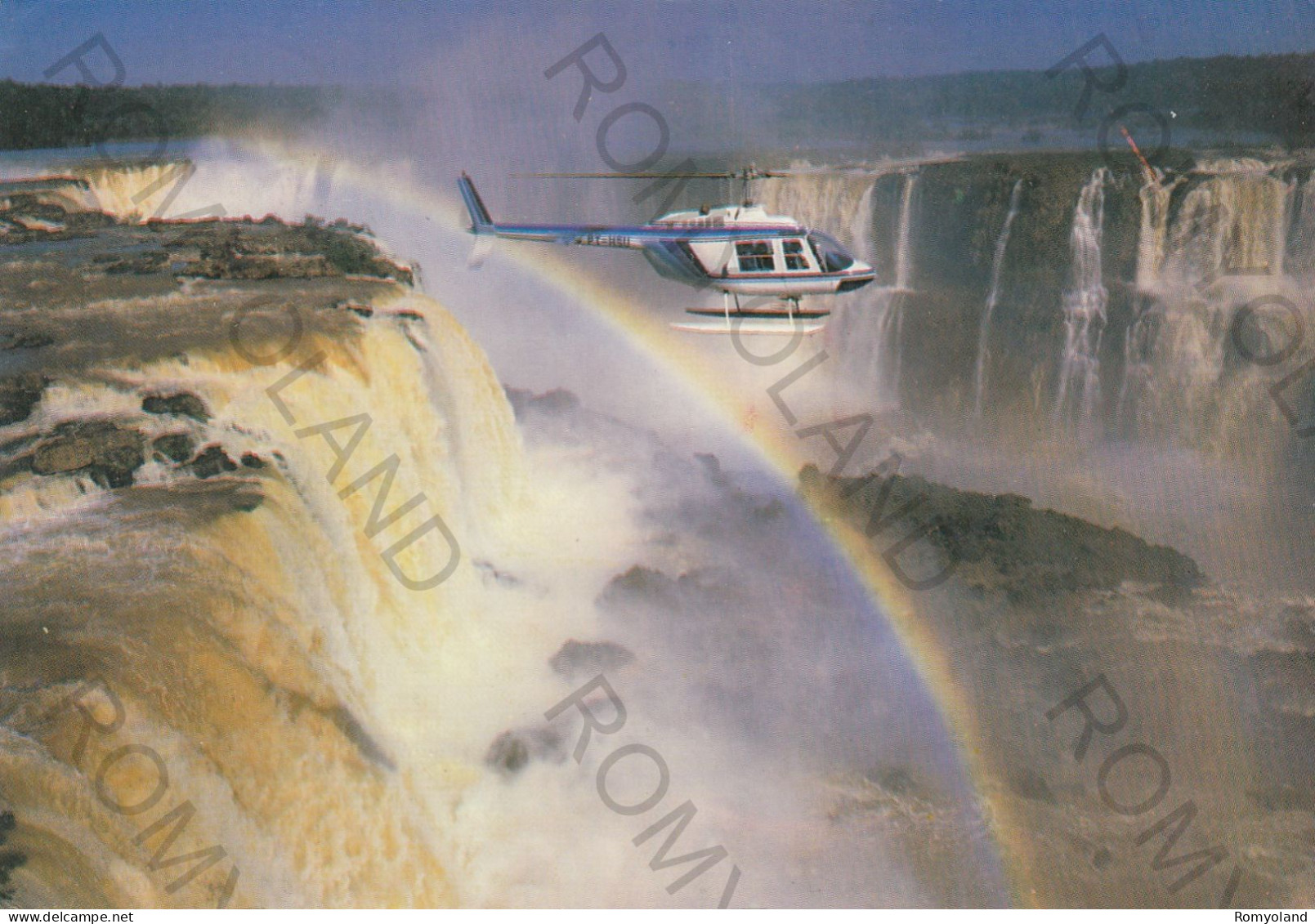 CARTOLINA  CURITIBA,PARANA,BRASILE-FOZ DO IGUACU-FRETAMENTO DE HELICOPTEROS E AVIOES-VIAGGIATA 1989 - Curitiba