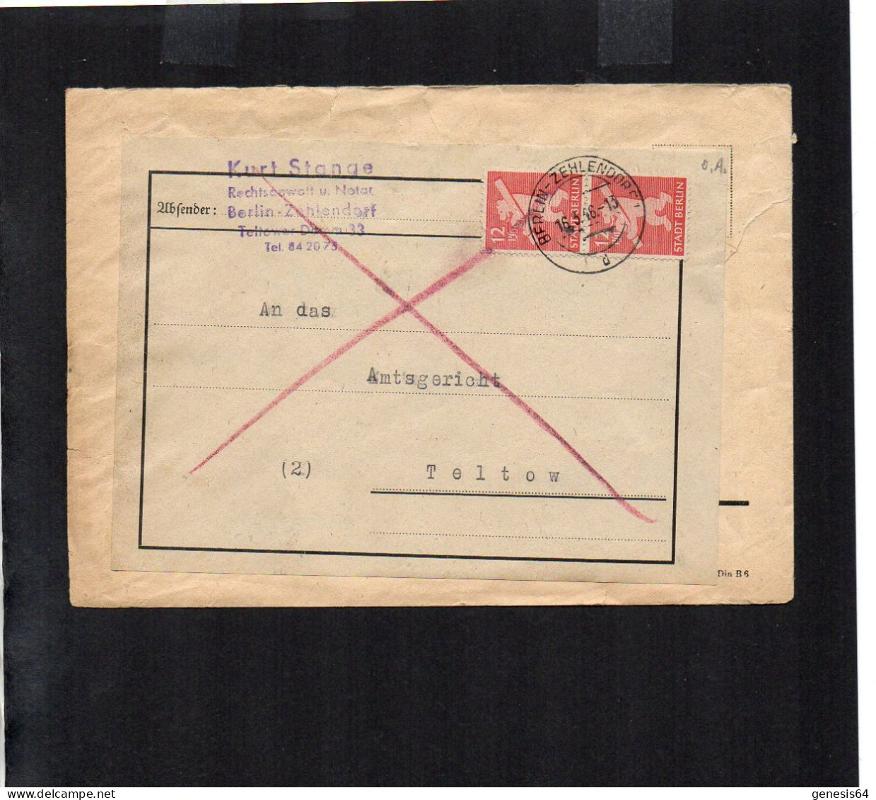 Berlin Brandenburg - 2 X 12 Pfg Auf Brief Nach Teltow Von Berlin Zehlendorf - 16.3.46 - P2 - (1ZKSBZ037) - Berlijn & Brandenburg