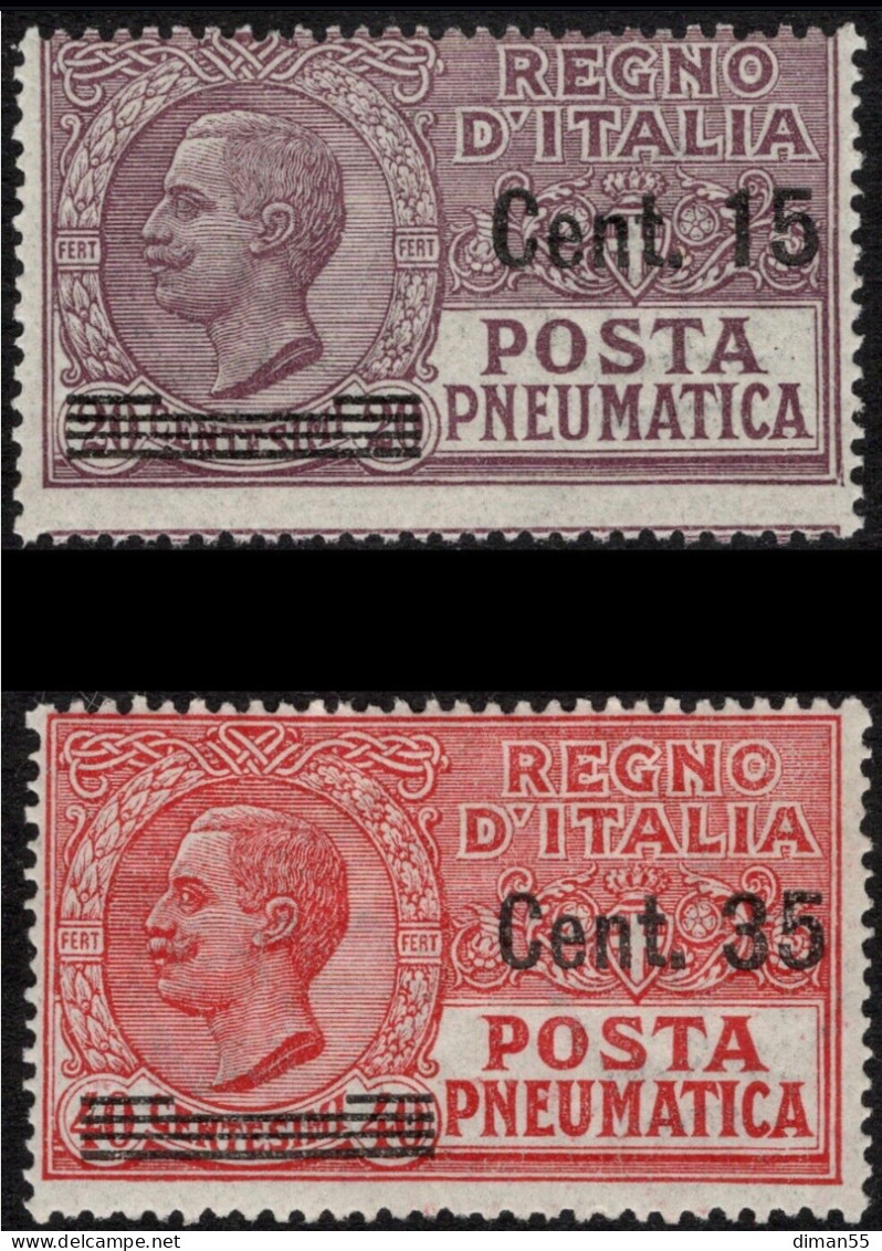 ITALIA - Posta Pneumatica Serie "Leoni"  Sassone N.10-11 - Cat. 110 Euro GOMMA INTEGRA - MNH** - Pneumatic Mail