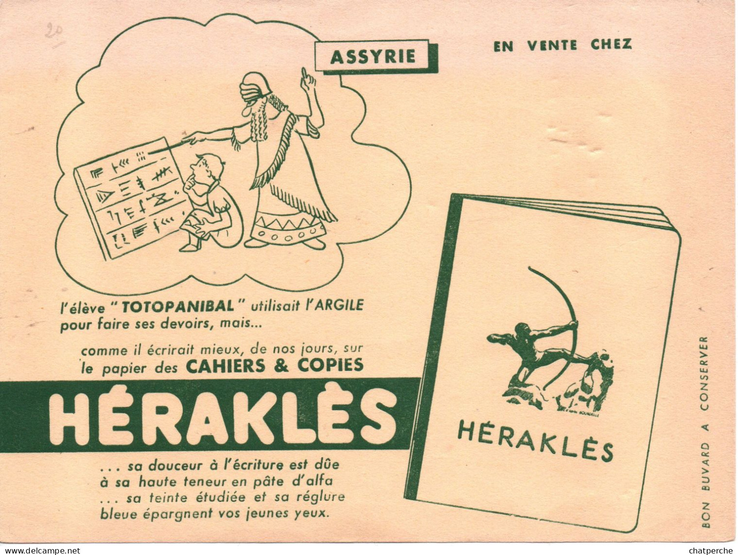 BUVARD BLOTTING PAPER  PAPETERIE HERAKLES ASSYRIE ELVE TOTOPANIBAL CAHIERS COPIES - Papeterie