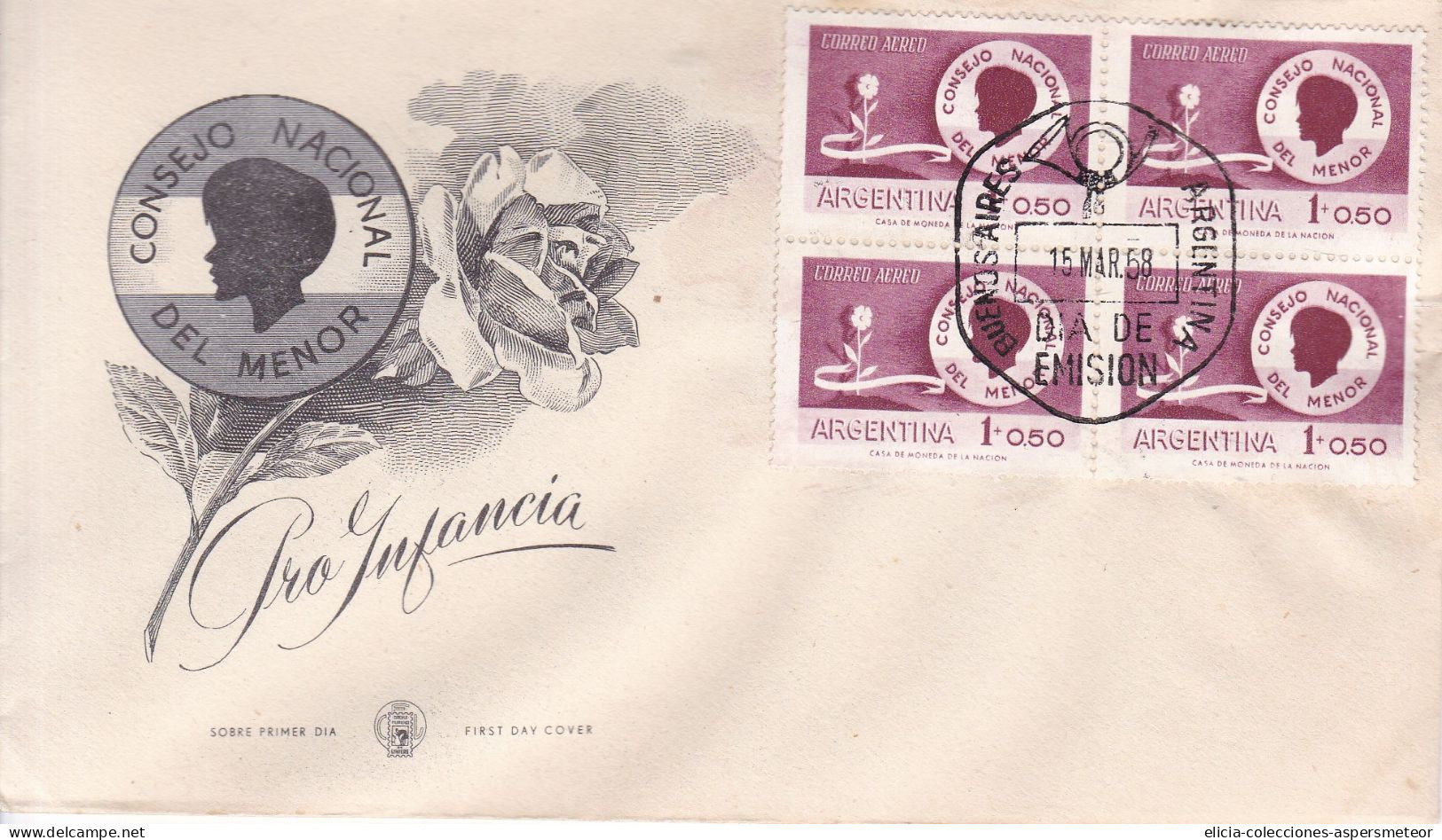 Argentina - 1958 - FDC - National Council For Minors - Pro Childhood - Caja 30 - Gebruikt