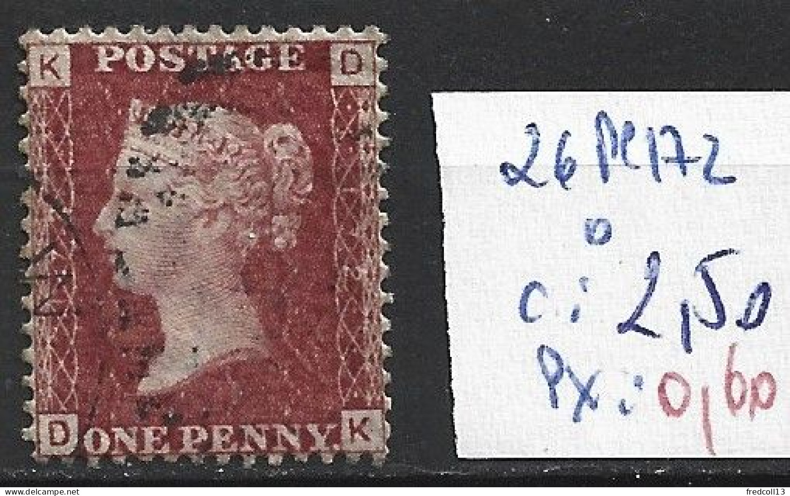 GRANDE-BRETAGNE 26 Planche 172 Oblitéré  Côte 2.50 € - Used Stamps