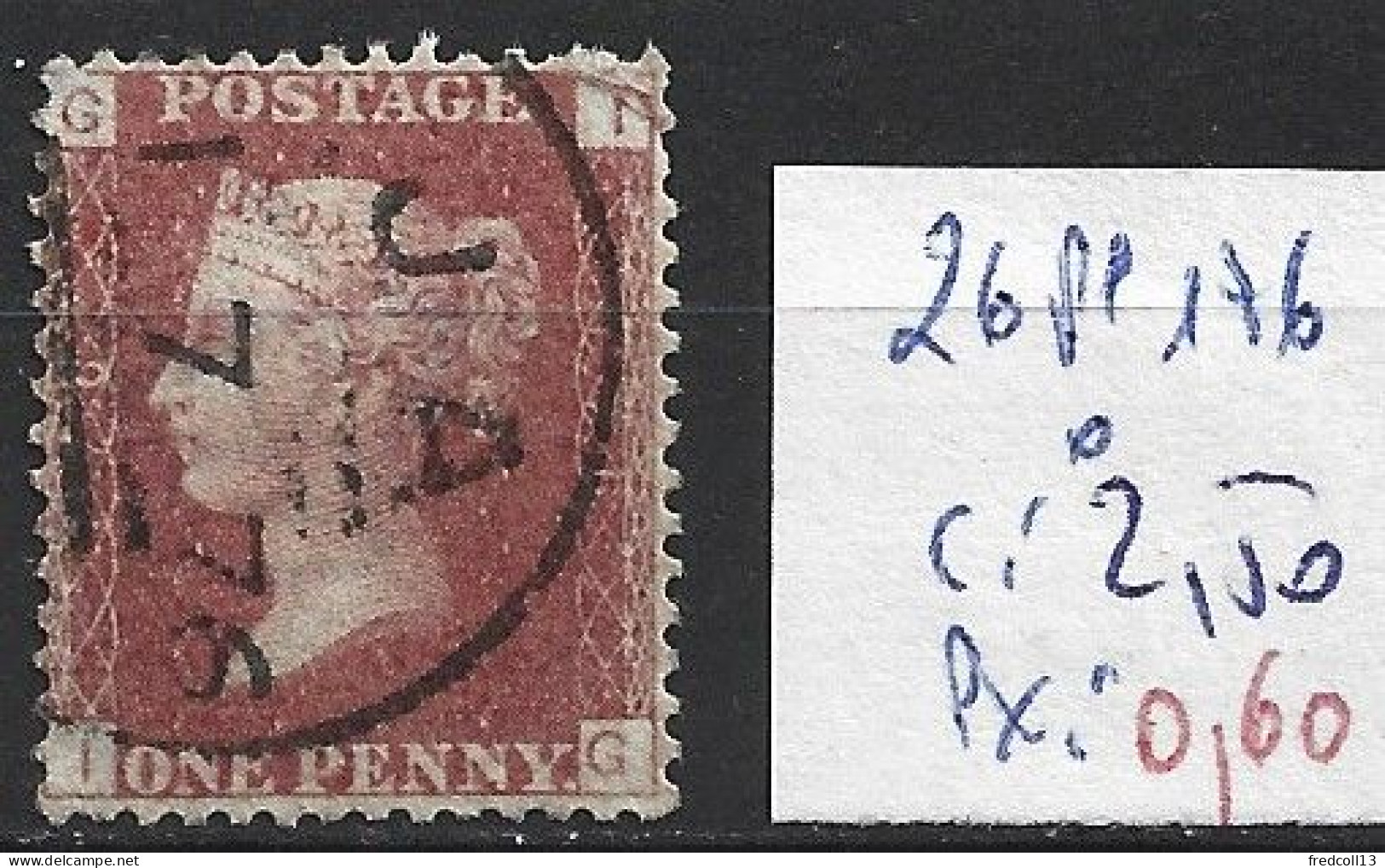 GRANDE-BRETAGNE 26 Planche 176 Oblitéré  Côte 2.50 € - Used Stamps