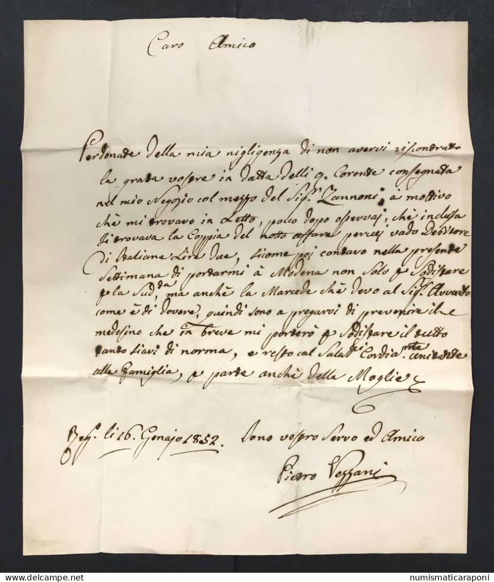 1852 Lettera PREFILATELICA Completa Di Testo Modena C.4376 - Modena