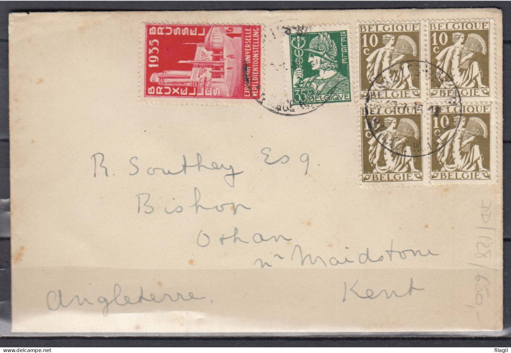 Brief Van Bruxelles-Brussel (sterstempel) Naar Kent (Engeland) - 1932 Ceres Y Mercurio