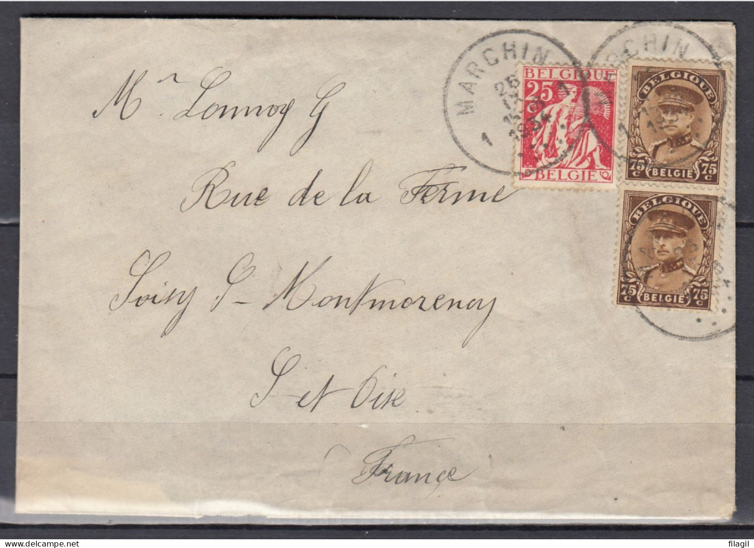 Brief Van Marchin 1 Naar Seine Et Oise (Frankrijk) - 1932 Ceres Y Mercurio