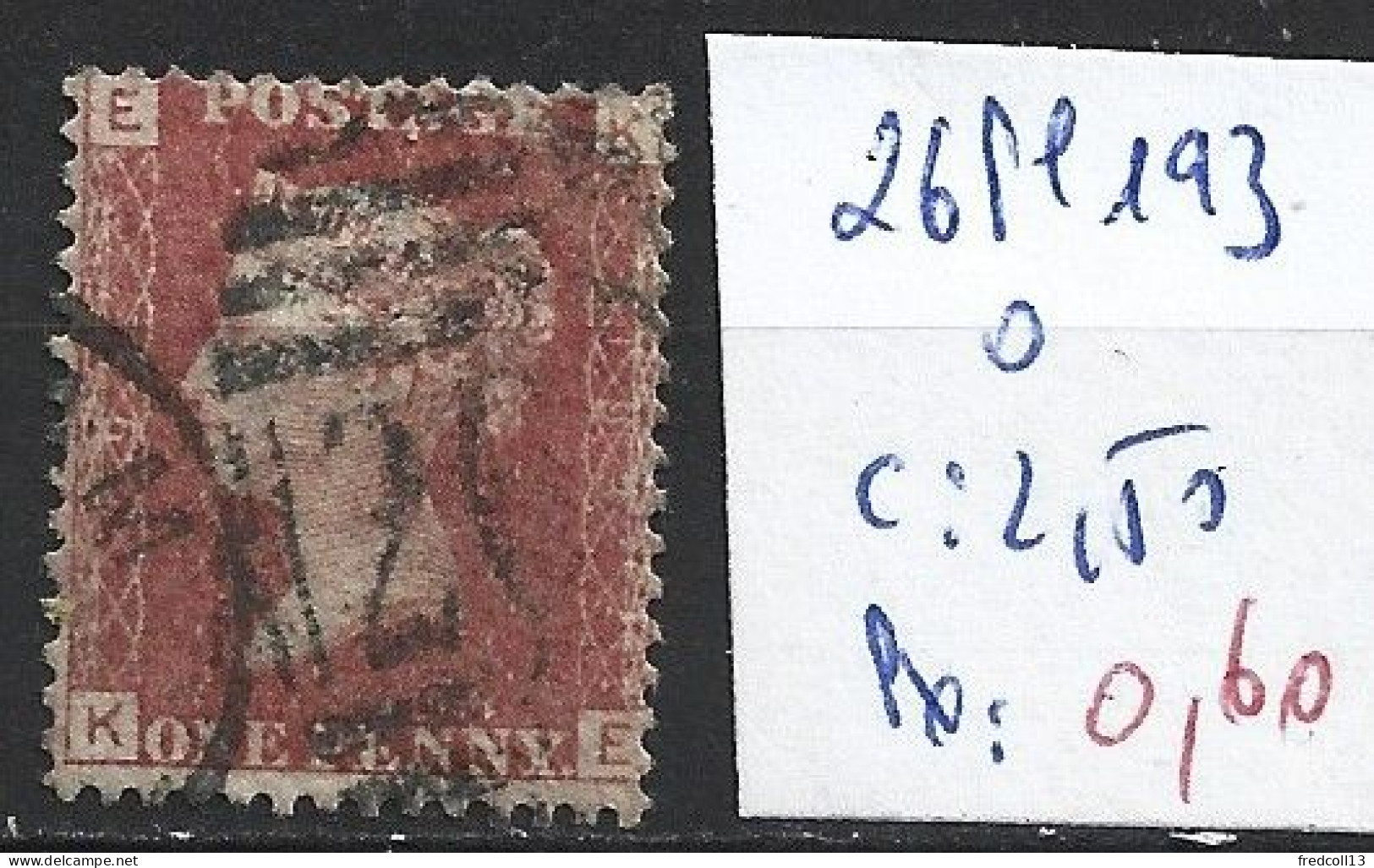 GRANDE-BRETAGNE 26 Planche 193 Oblitéré  Côte 2.50 € - Used Stamps