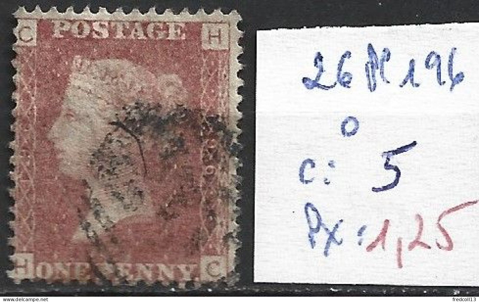 GRANDE-BRETAGNE 26 Planche 196 Oblitéré  Côte 5 € - Used Stamps