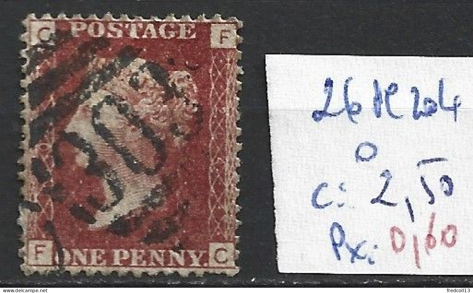 GRANDE-BRETAGNE 26 Planche 204 Oblitéré  Côte 2.50 € - Used Stamps