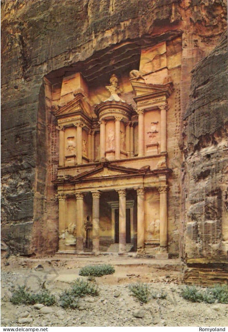 CARTOLINA  PETRA,GIORDANIA-LA CASA DEL TESORO-NON VIAGGIATA - Jordan