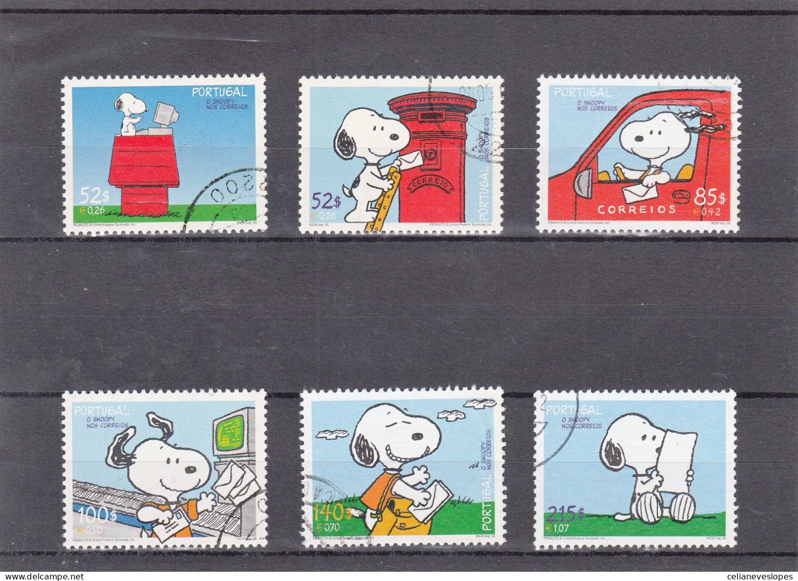 Portugal, (21), Snoopy Nos Correios, 2000, Mundifil Nº 2725 A 2730 Used - Usati