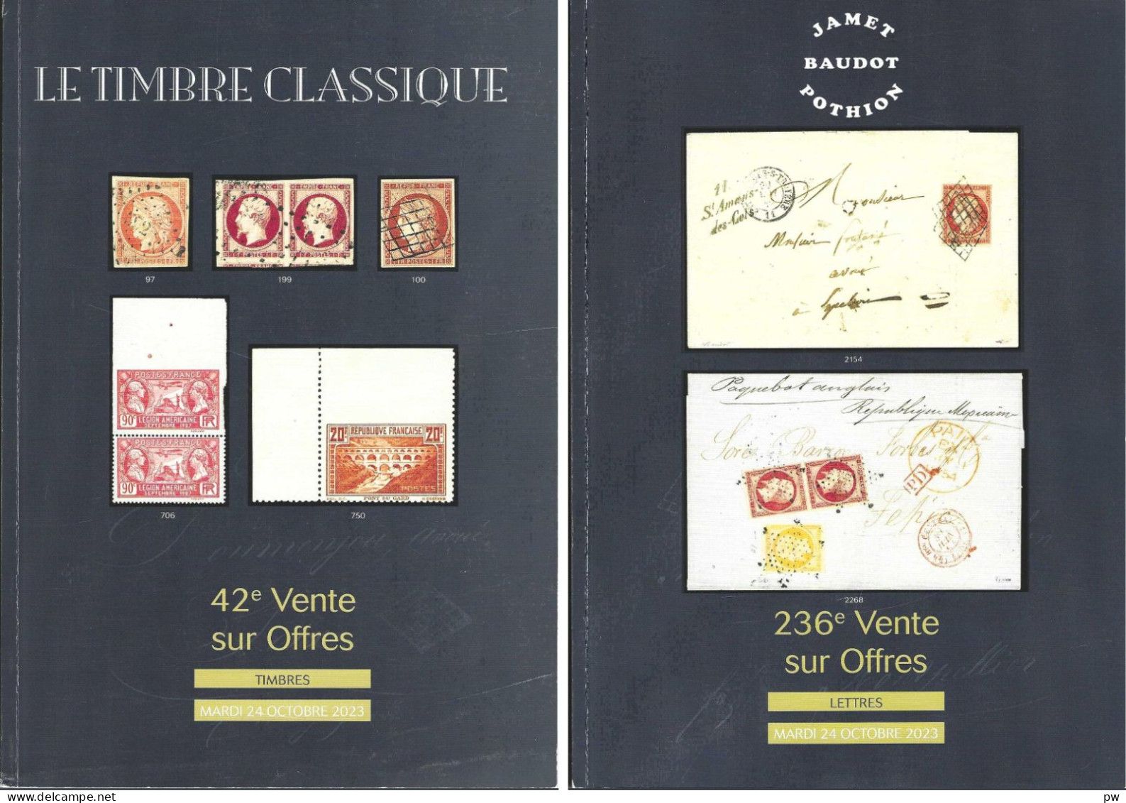 VENTES TIMBRE CLASSIQUE 2023 42e VO – JAMET – JF BAUDOT  236e VO - 1 CATALOGUE DE VENTE - Auktionskataloge