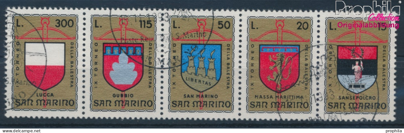 San Marino 1070-1074 Fünferstreifen (kompl.Ausg.) Gestempelt 1974 Armbrustturnier (10310532 - Usados