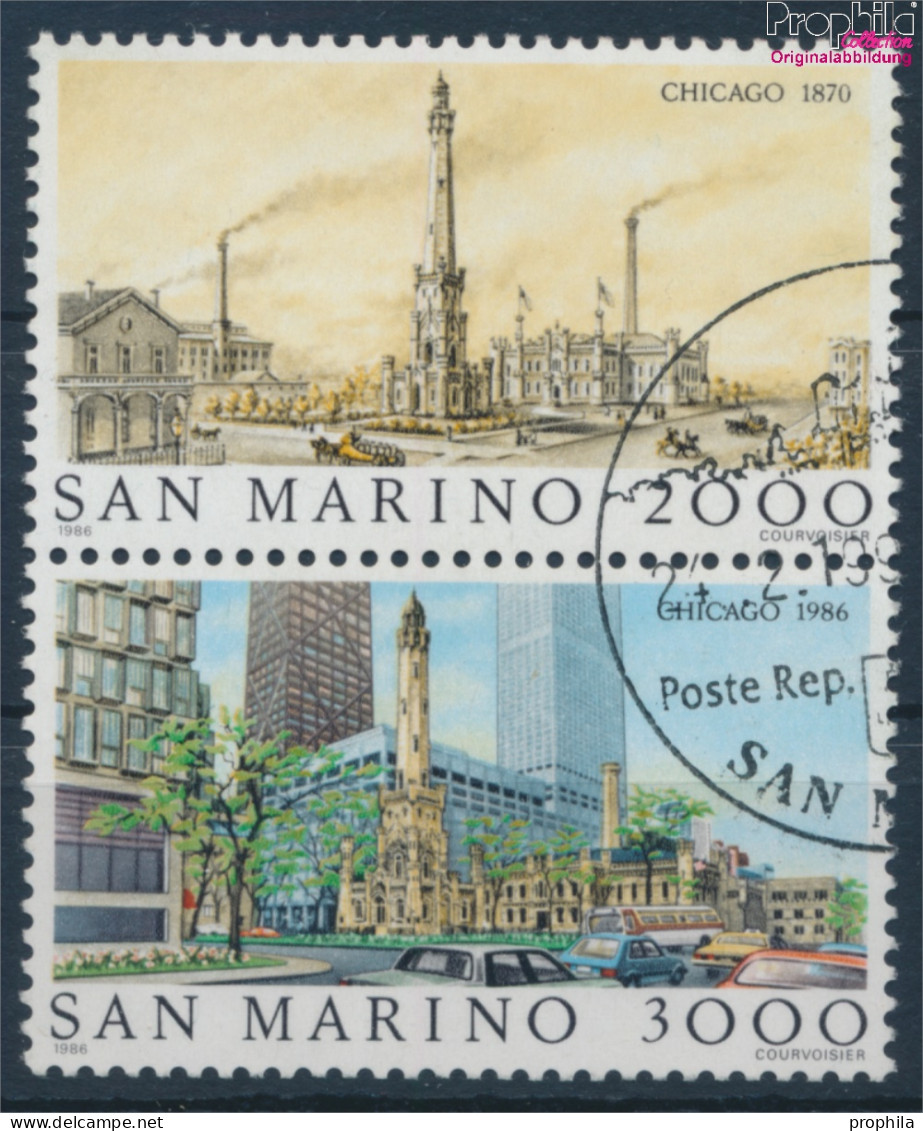 San Marino 1341-1342 Paar (kompl.Ausg.) Gestempelt 1986 Weltstädte - Chicago (10310467 - Usati