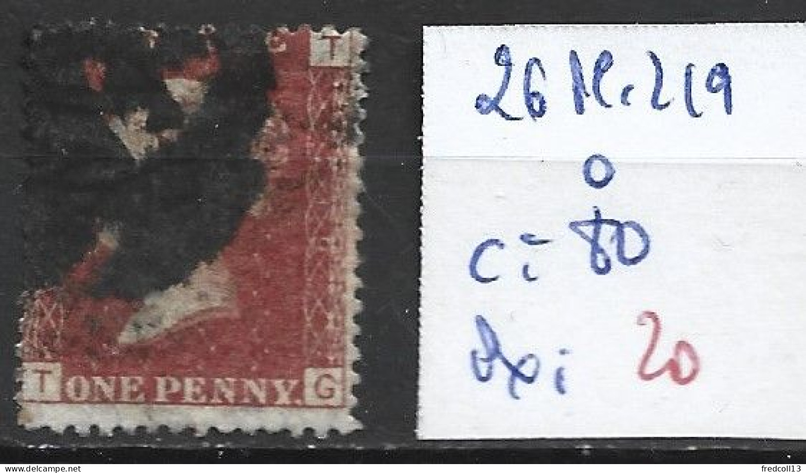 GRANDE-BRETAGNE 26 Planche 219 Oblitéré  Côte 80 € - Used Stamps