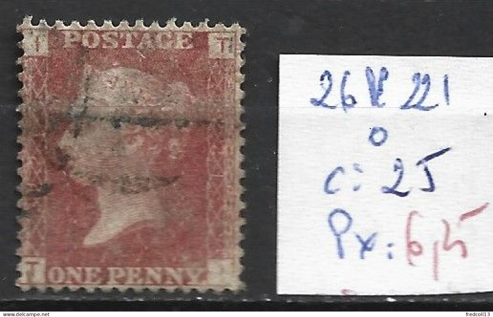 GRANDE-BRETAGNE 26 Planche 221 Oblitéré  Côte 25 € - Used Stamps