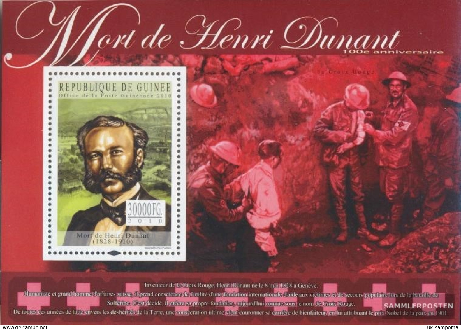 Guinea Miniature Sheet 1849 (complete. Issue) Unmounted Mint / Never Hinged 2010 Henri Dunant (1828-1910) - Guinée (1958-...)