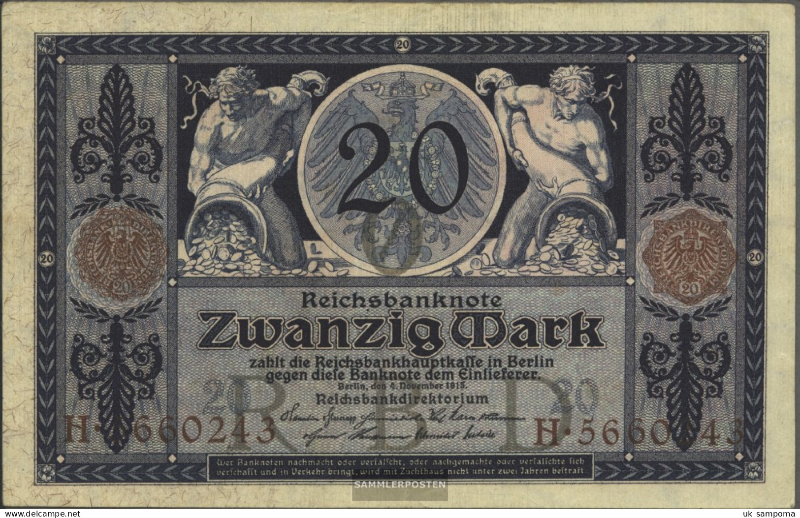 German Empire Rosenbg: 53 Used (III) 1915 20 Mark - 20 Mark