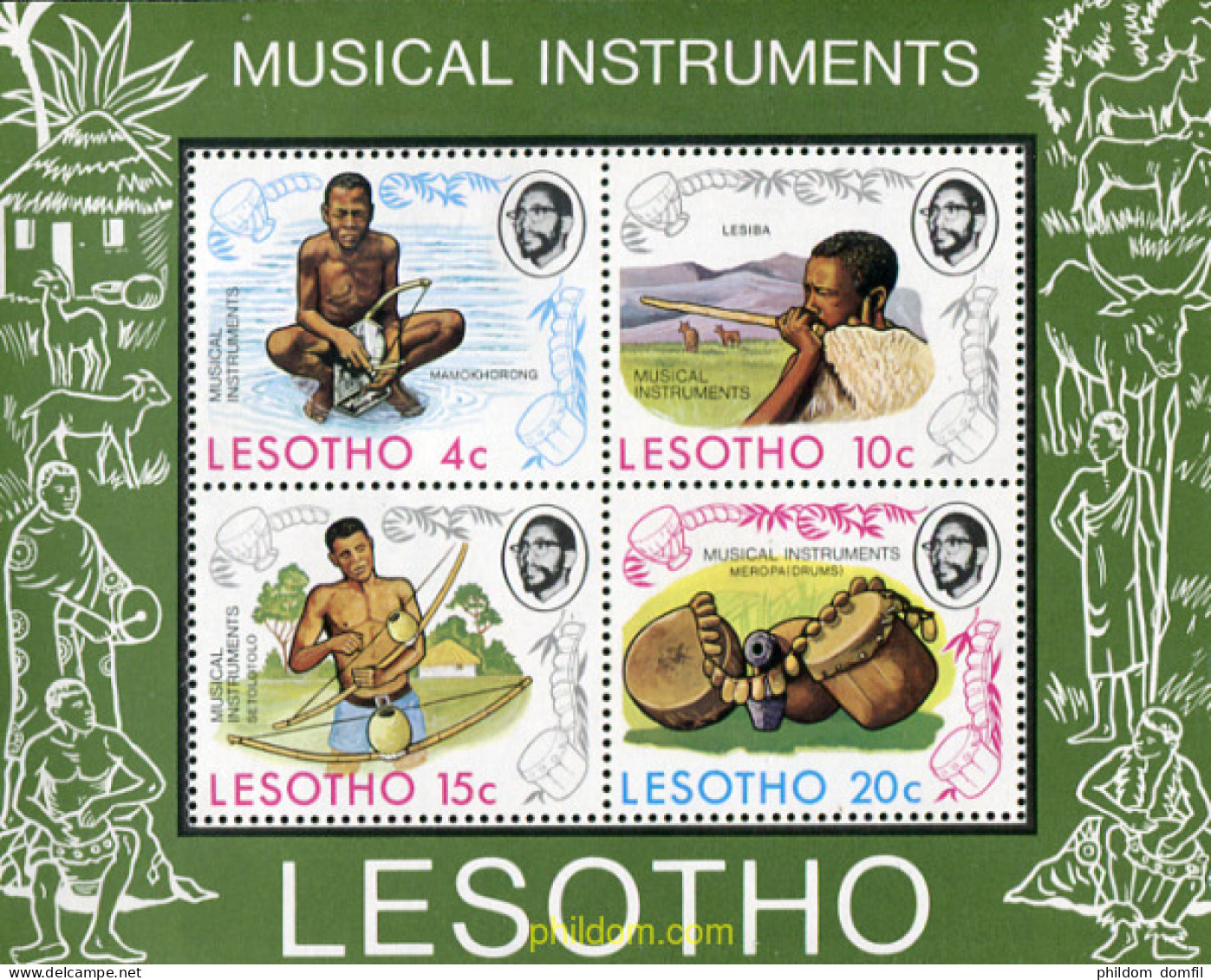 337788 MNH LESOTHO 1975 INSTRUMENTOS MUSICALES TRADICIONALES - Lesotho (1966-...)