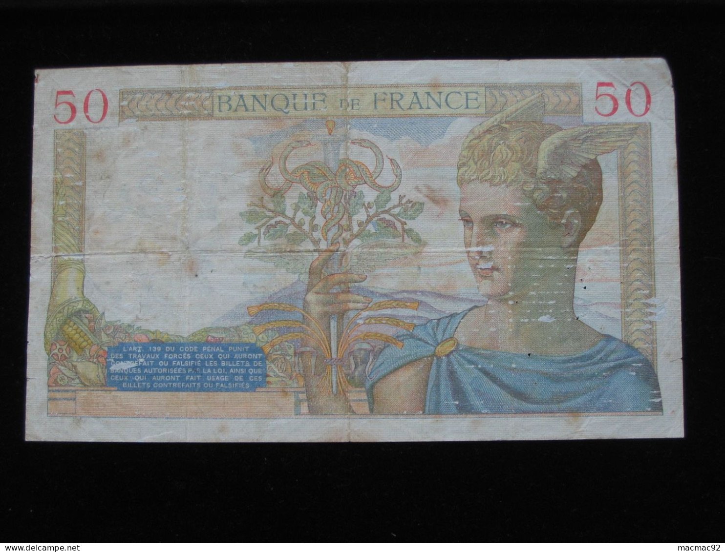 50 Cinquante Francs CERES 1936 - Année Rare !!!   **** EN ACHAT IMMEDIAT **** - 50 F 1934-1940 ''Cérès''