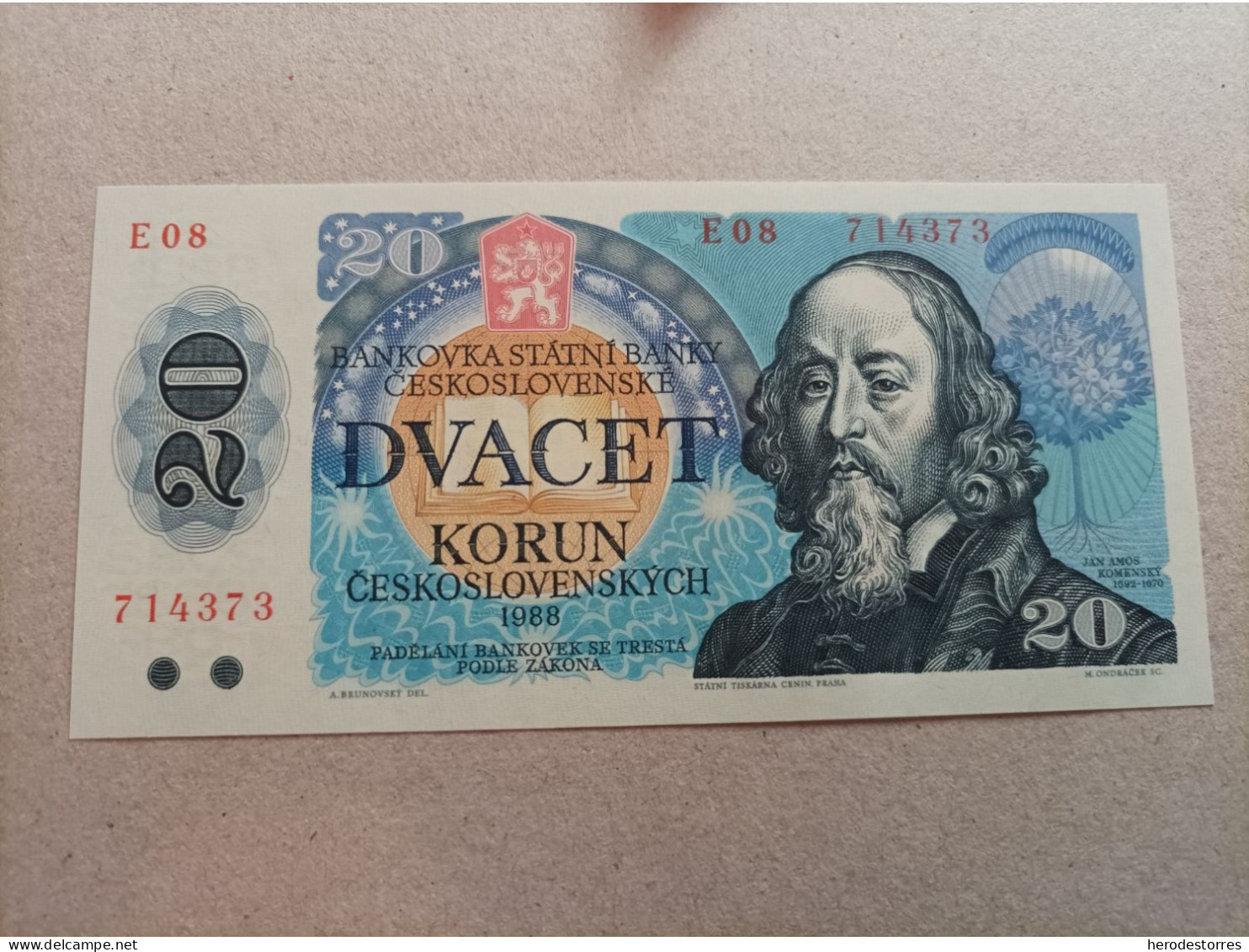 Billete De Checoslovaquia De 20 Korun, Año 1988, UNC - Tsjechoslowakije