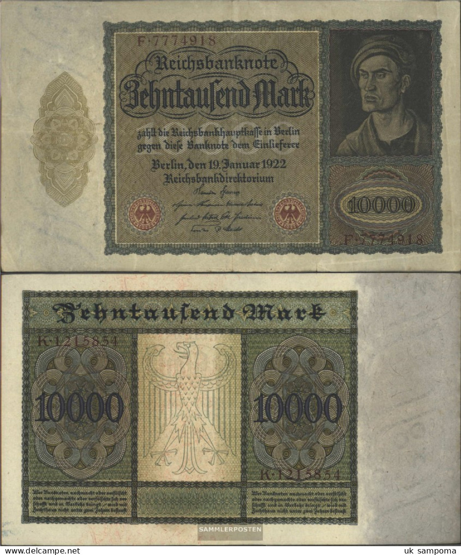 German Empire Rosenbg: 68a, With Unterdruckbuchstabe Used (III) 1922 10.000 Mark - 10.000 Mark