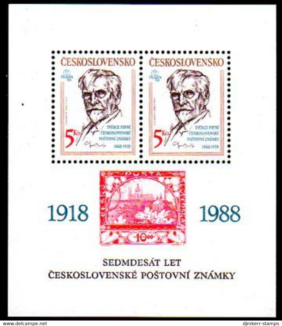 CZECHOSLOVAKIA 1988 PRAGA '88: Stamp Anniversary Block MNH / **.   Michel Block 87 - Nuovi