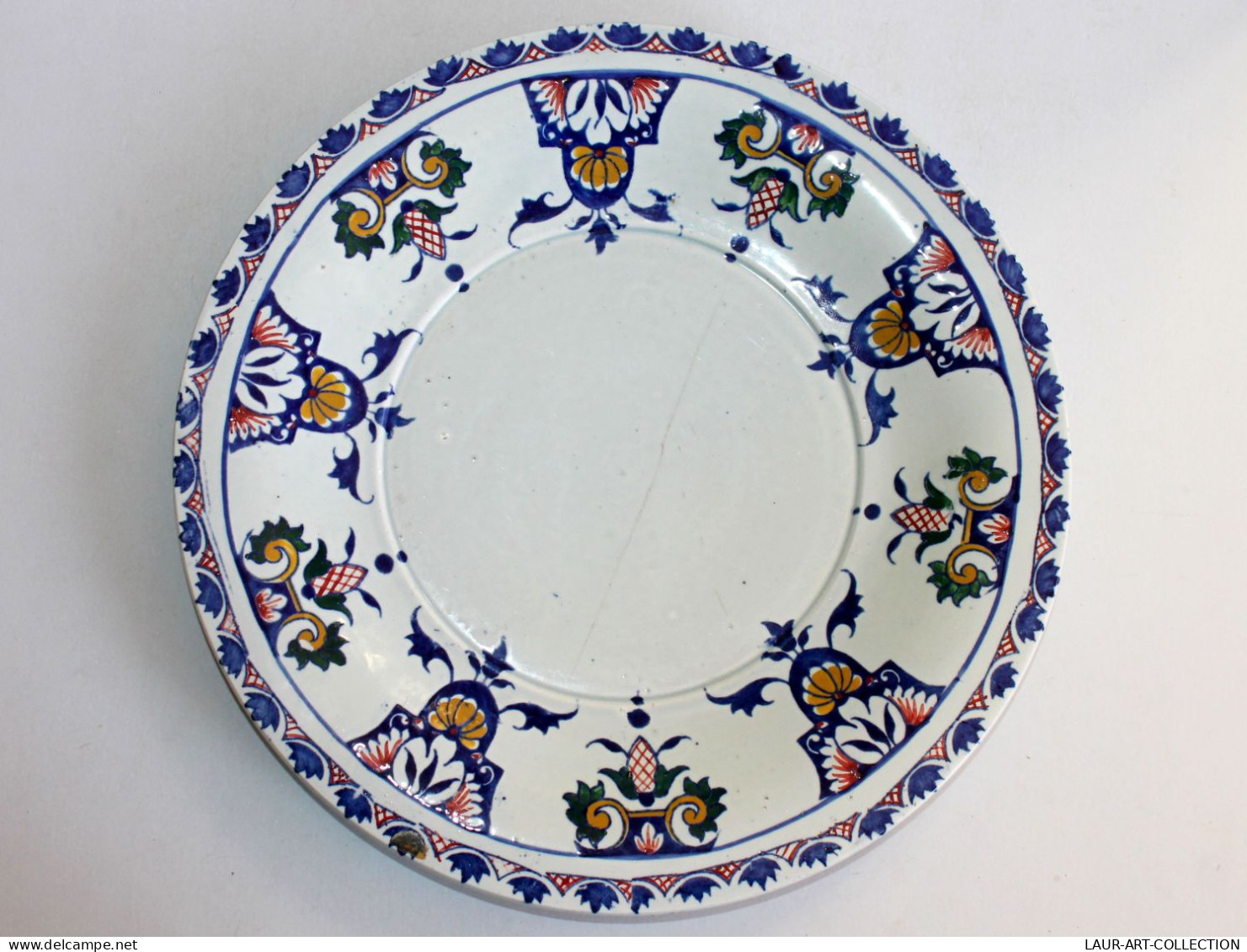 GIEN, GRAND COMPOTIER PLAT ASSIETTE En FAIENCE EMAILLÉE, FIN XIXe, SIGNÉ, D:31cm / ART DECORATIF FRANCAIS (0901.4) - Gien (FRA)