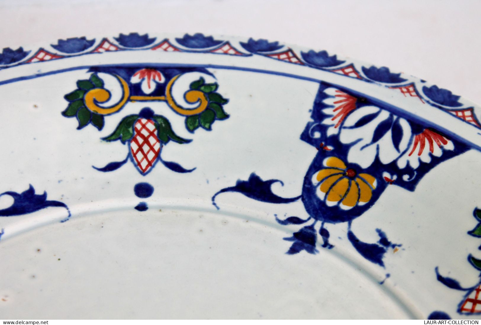 GIEN, GRAND COMPOTIER PLAT ASSIETTE En FAIENCE EMAILLÉE, FIN XIXe, SIGNÉ, D:31cm / ART DECORATIF FRANCAIS (0901.4) - Gien (FRA)