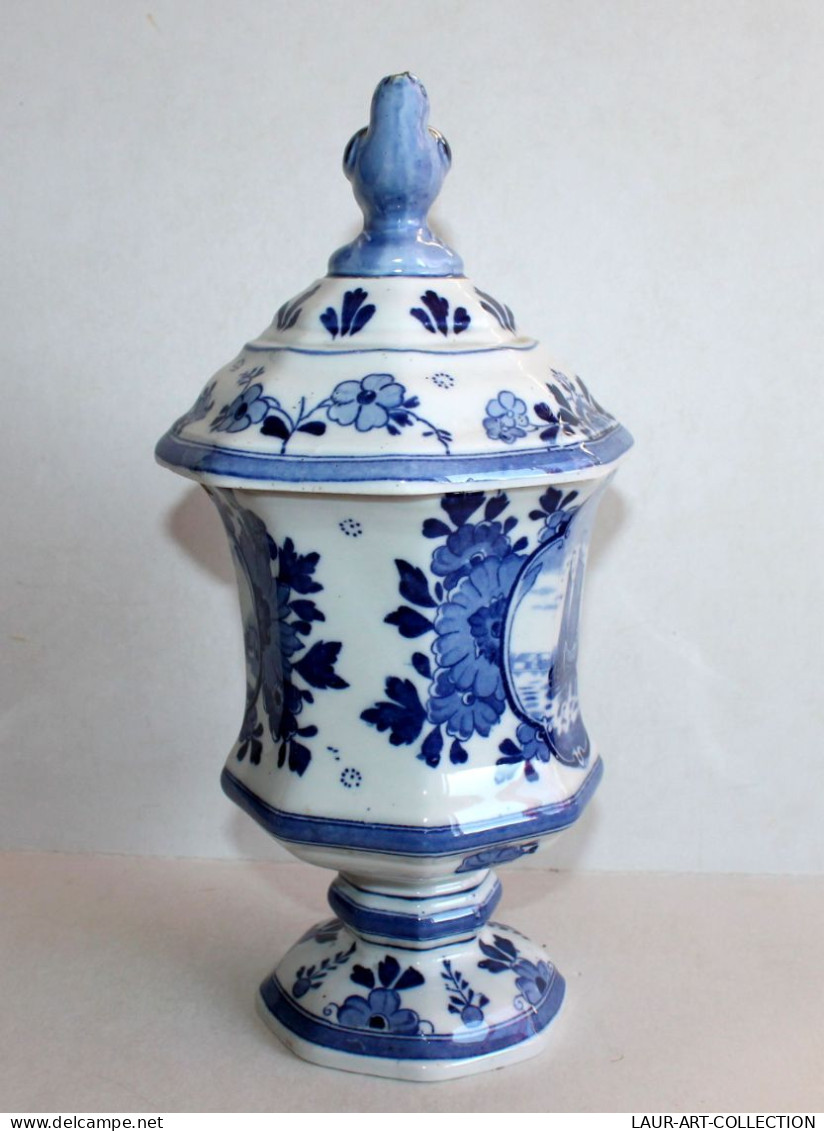 DELFT ANCIEN POT PHARMACIE POTICHE VASE, PORCELAINE EMAILLEE XIXe, BATEAU MOULIN / ART DECORATIF (0901.5) - Delft (NLD)