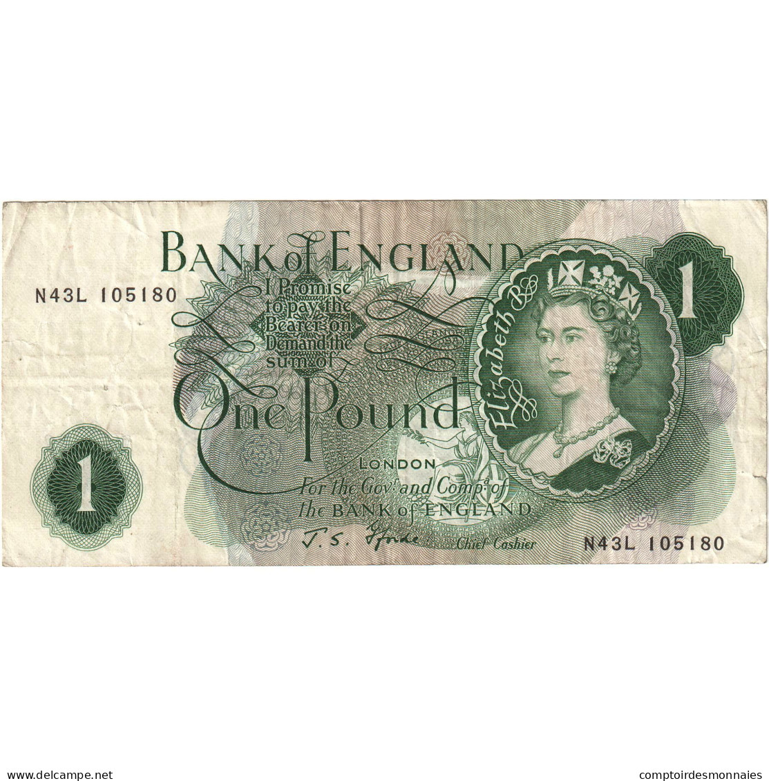 Billet, Grande-Bretagne, 1 Pound, Undated (1966-70), KM:374e, TTB - 1 Pond