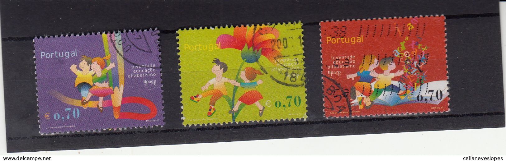 Portugal, (35), Juventude, Educação E Alfabetismo, 2002, Mundifil Nº 2856 A 2858 Used - Used Stamps