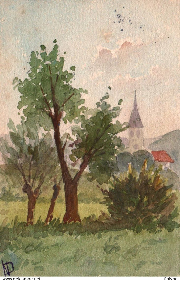 illustrateur - ensemble de 12 cpa peinte à la main par AD - 1904 et après - belles vues de paysages français à situer