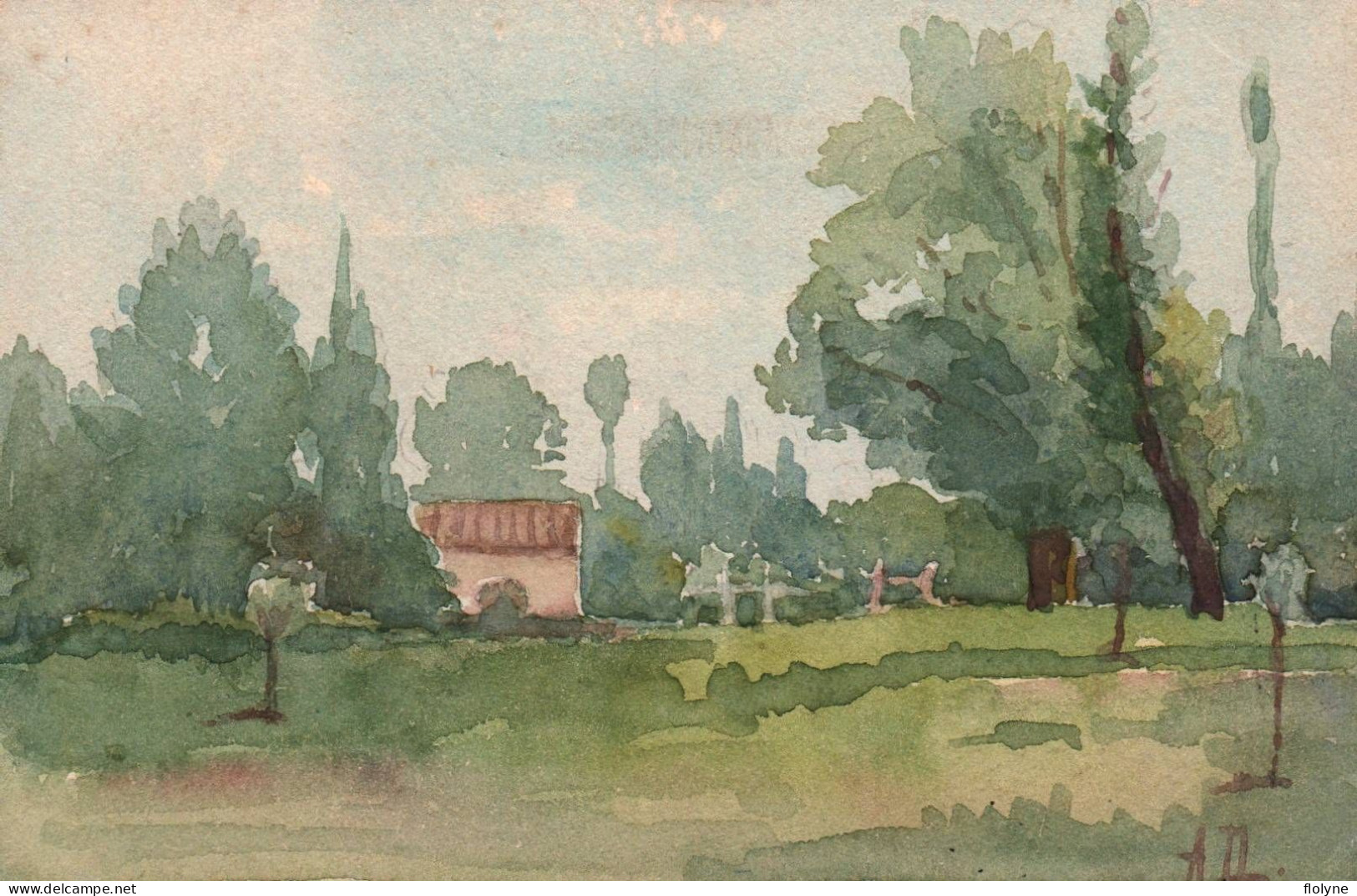 illustrateur - ensemble de 12 cpa peinte à la main par AD - 1904 et après - belles vues de paysages français à situer