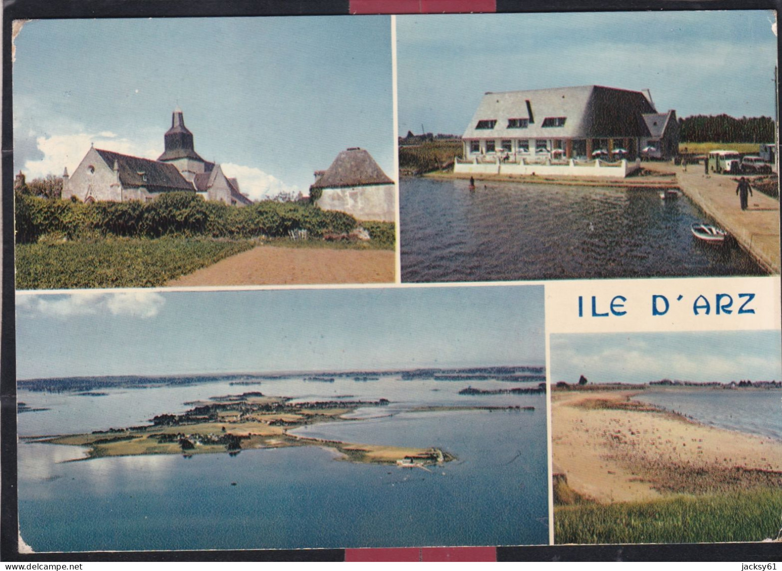 56 - Ile D'arz - L'église, En Paetie Romane. Le Débarcadère. Vue Générale De L'île Et La Plage - Ile D'Arz