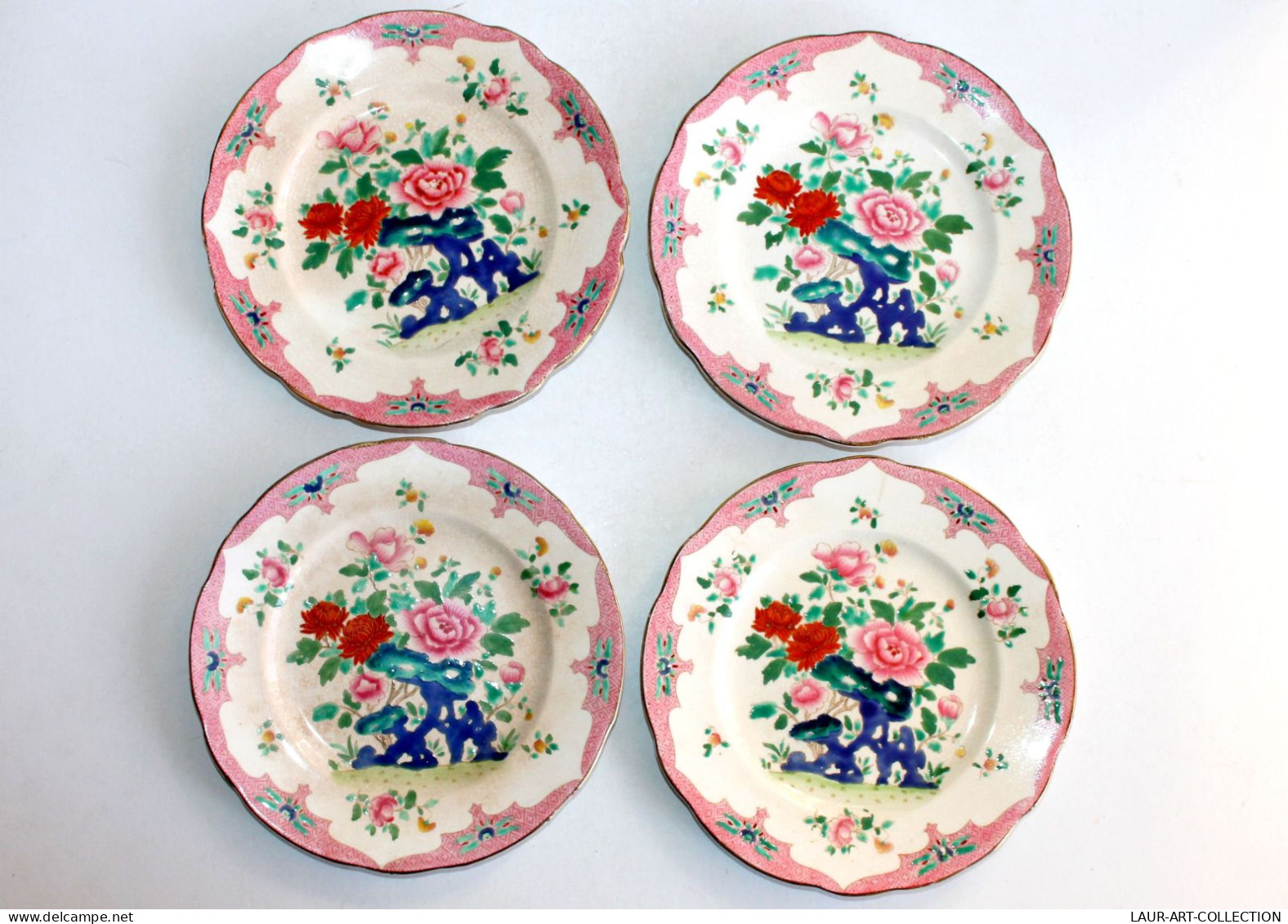 4 ASSIETTE A DESSERT BOOTHS, SILICON CHINA, ENGLAND MANDARIN En FAIENCE EMAILLEE / ART DECORATIF ANGLAIS (0901.7) - Booths (GBR)