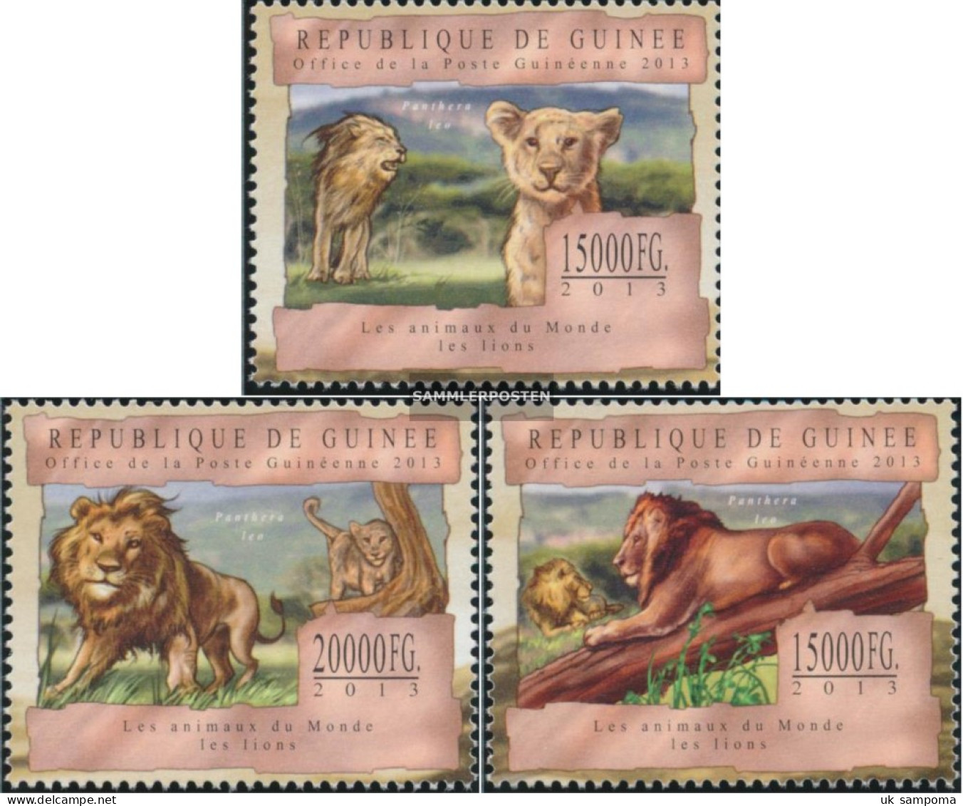 Guinea 9841-9843 (complete. Issue) Unmounted Mint / Never Hinged 2013 Lions - Guinée (1958-...)