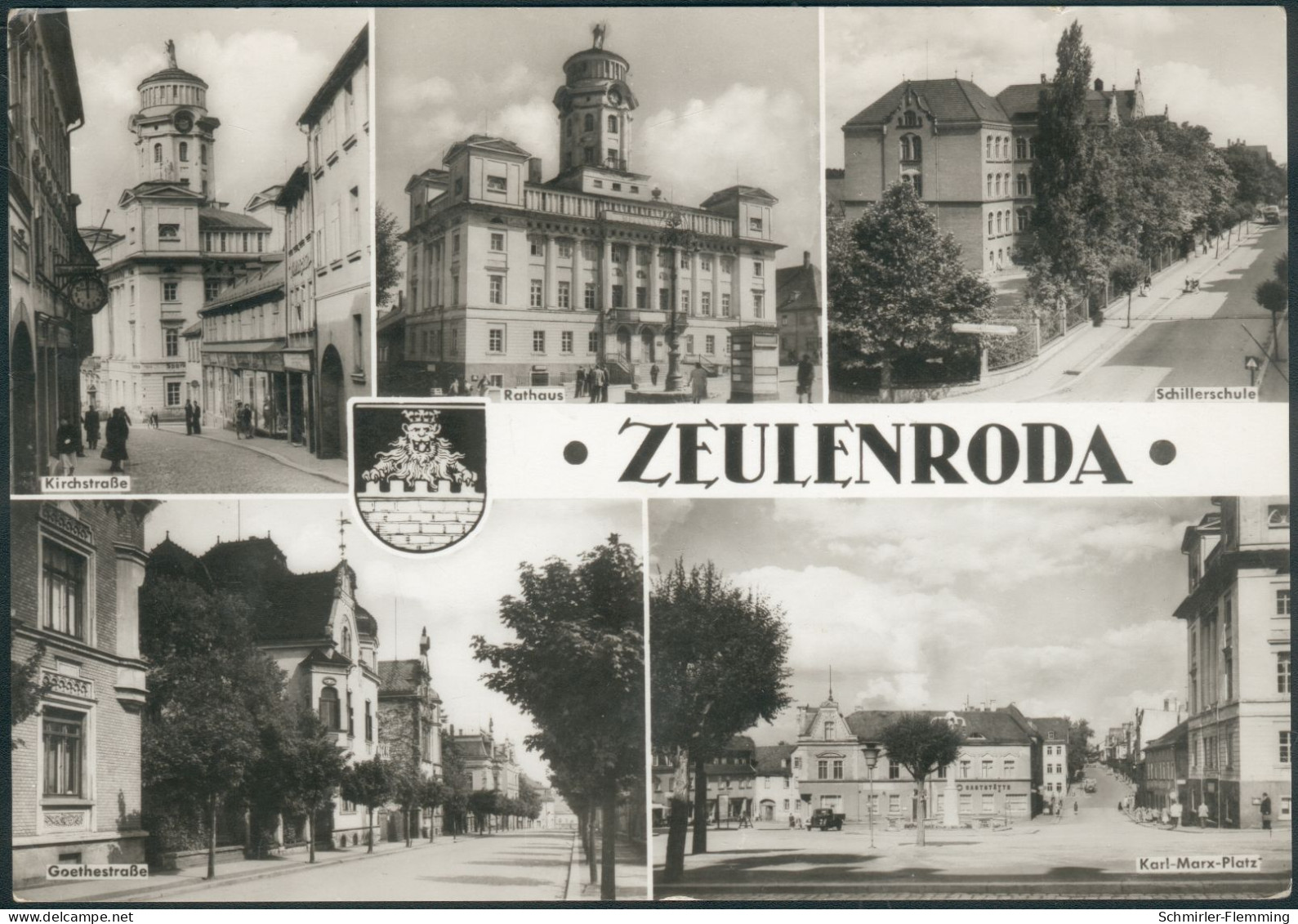 Postkarte Zeulenoda Mit 5 Ansichten, S/w, 1966, Orig, Gelaufen N. Teichwolframsdorf Mit Nachgebührstempel, II - Zeulenroda