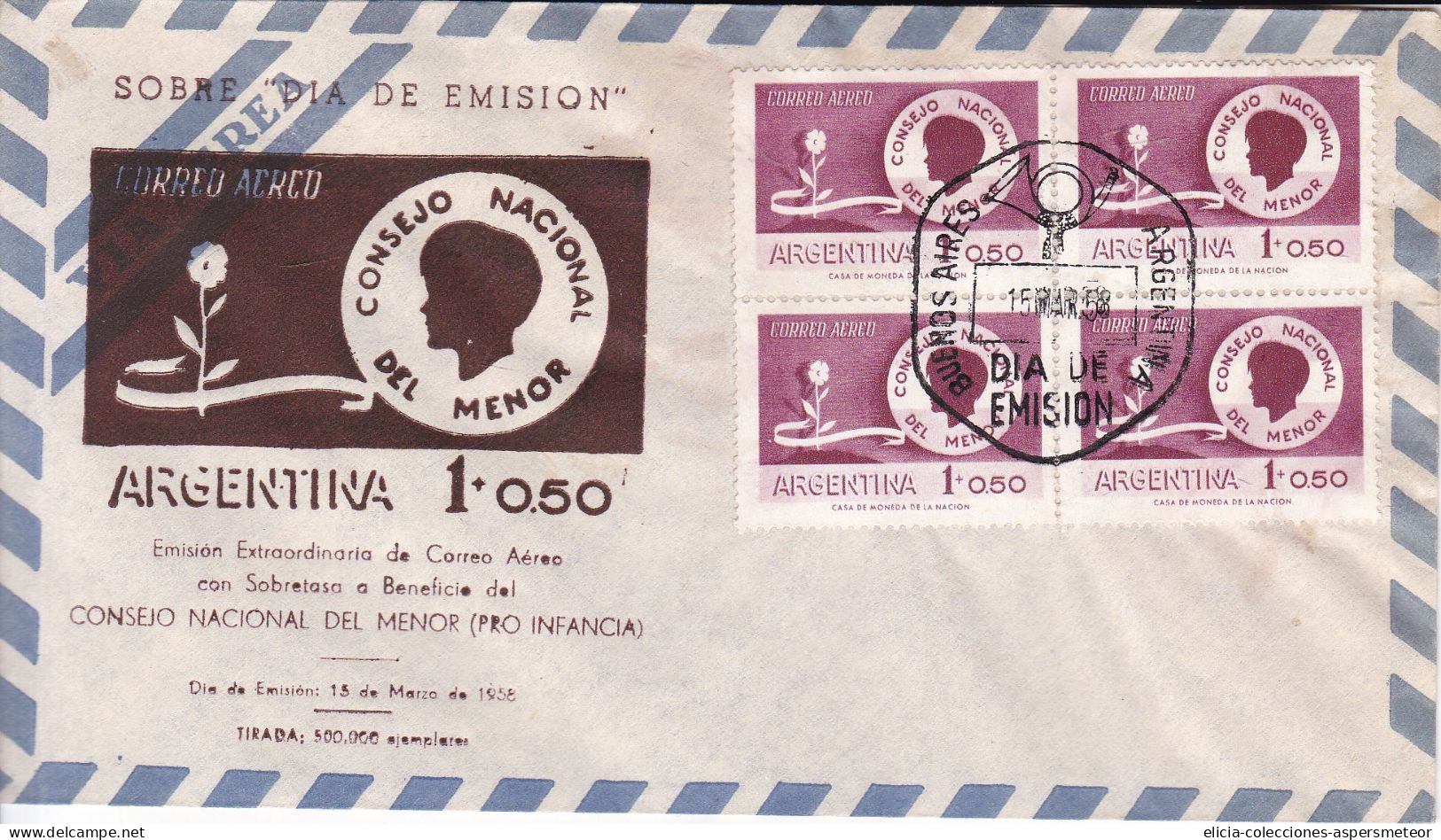 Argentina - 1958 - FDC - National Council For Minors - Airmail - Caja 30 - FDC