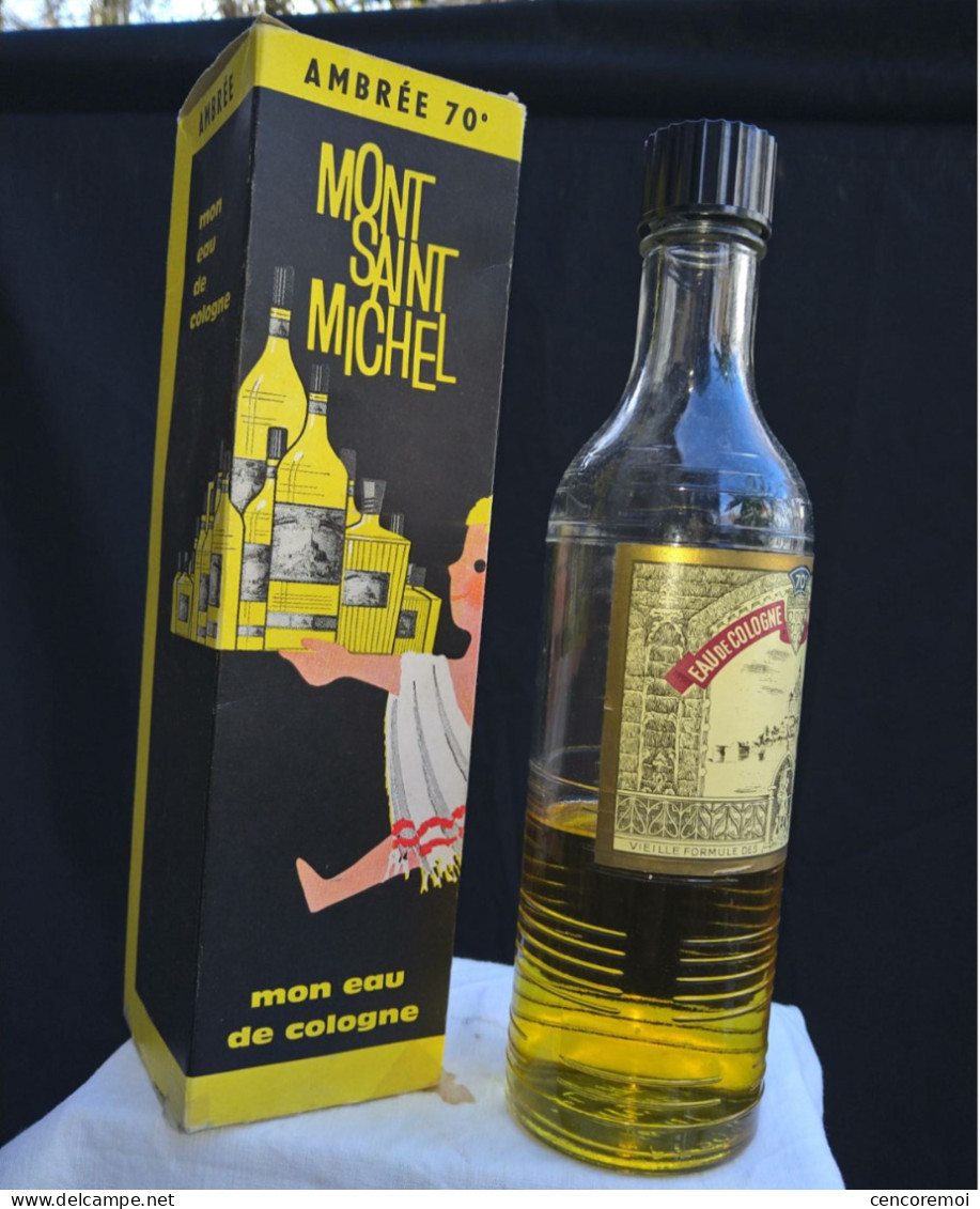 Flacon à Parfum Ancien, Eau De Cologne 70 °Mont Saint Michel, Boite Illustré D'après Hervé Morvan - Donna