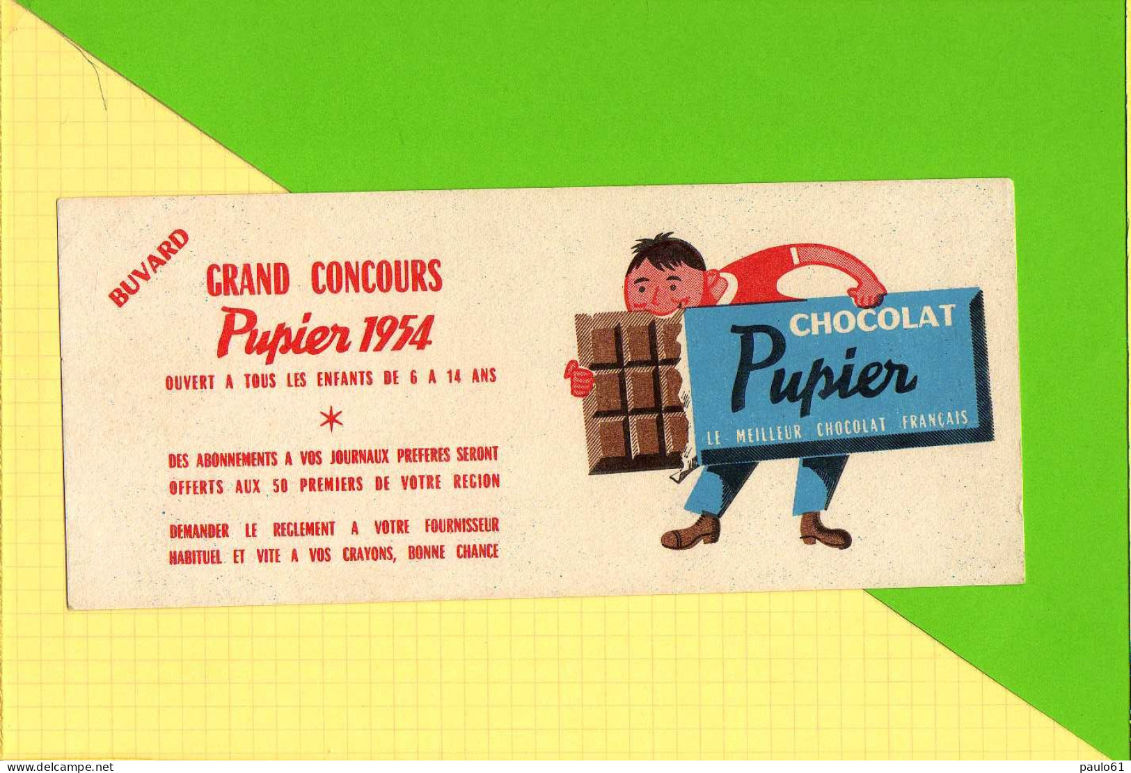 BUVARD & Blotting Paper :PUPIER 1954 Le Meilleur Chocolat Français - Chocolat