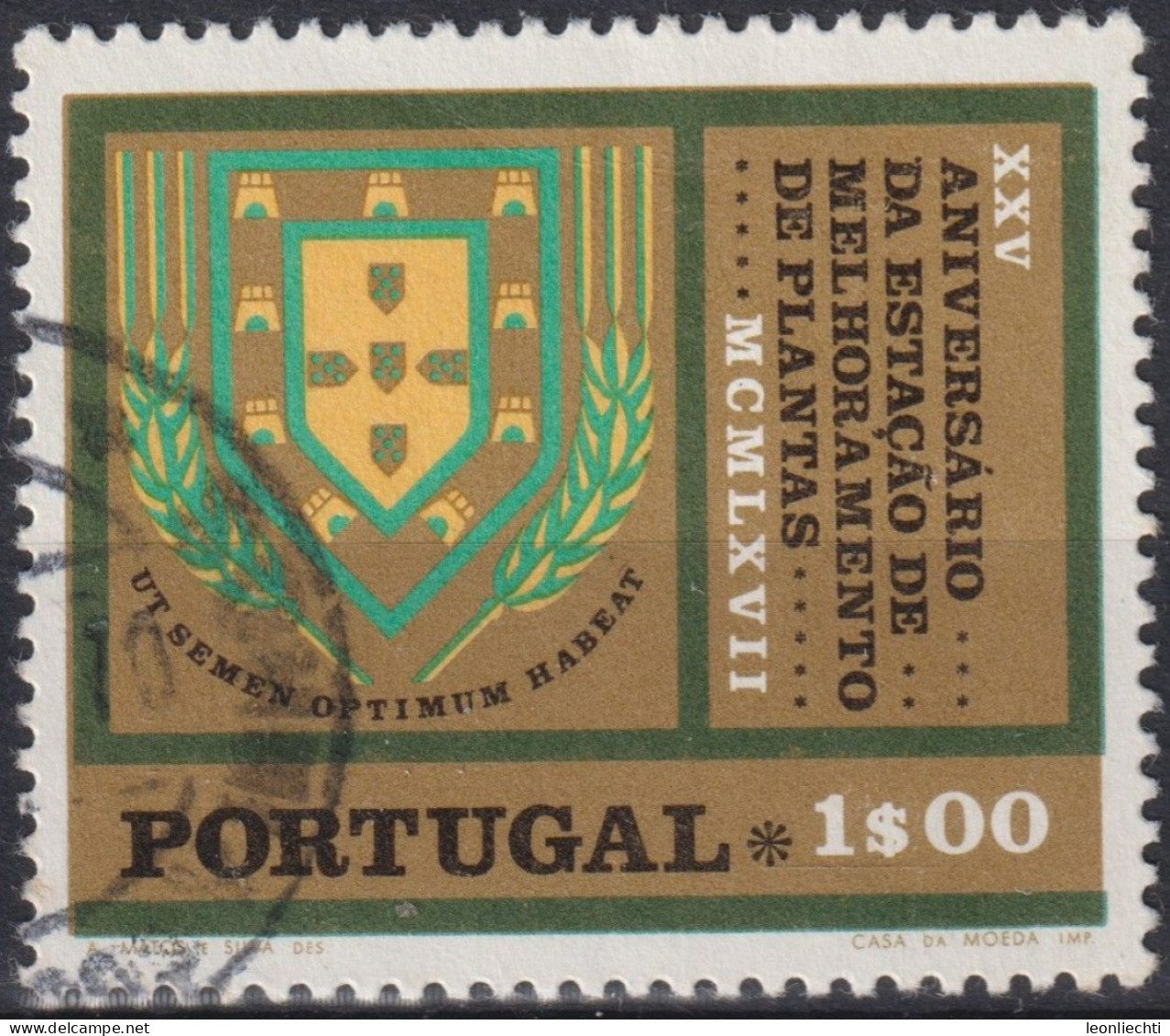 1970 Portugal ° Mi:PT 1102, Sn:PT 1070, Yt:PT 1083, Portuguese Coat Of Arms Surrounded By Ears Of Wheat - Gebruikt