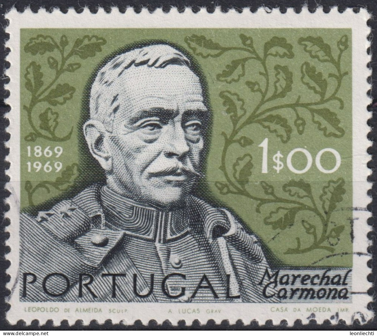 1970 Portugal ° Mi:PT 1099, Sn:PT 1067, Yt:PT 1080, President Oscar Antonio De Fragoso Carmona (1869-1951) - Oblitérés