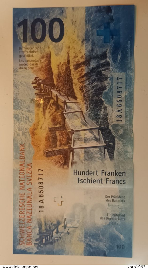 Switzerland 100 FRANCS 2018 P-78b UNC - PREFIX A - Serial Number 18 A 6508717 - Suiza