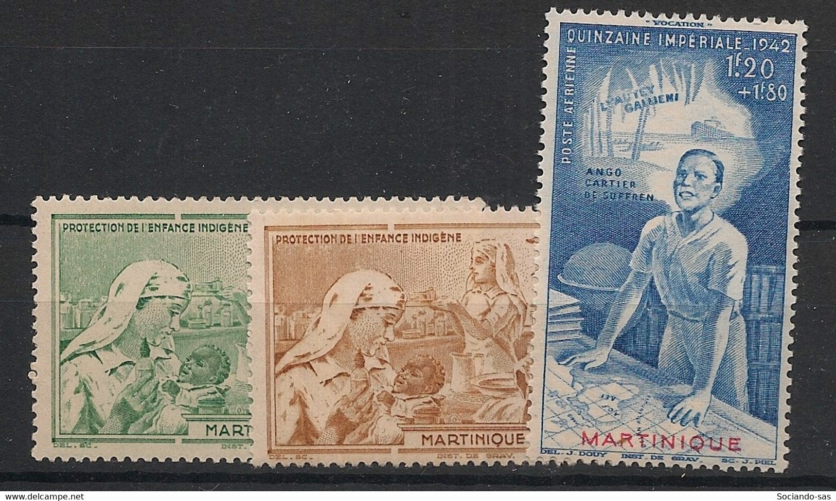 MARTINIQUE - 1942 - Poste Aérienne PA N°YT. 1 à 3 - PEIQI - Neuf Luxe ** / MNH / Postfrisch - Poste Aérienne